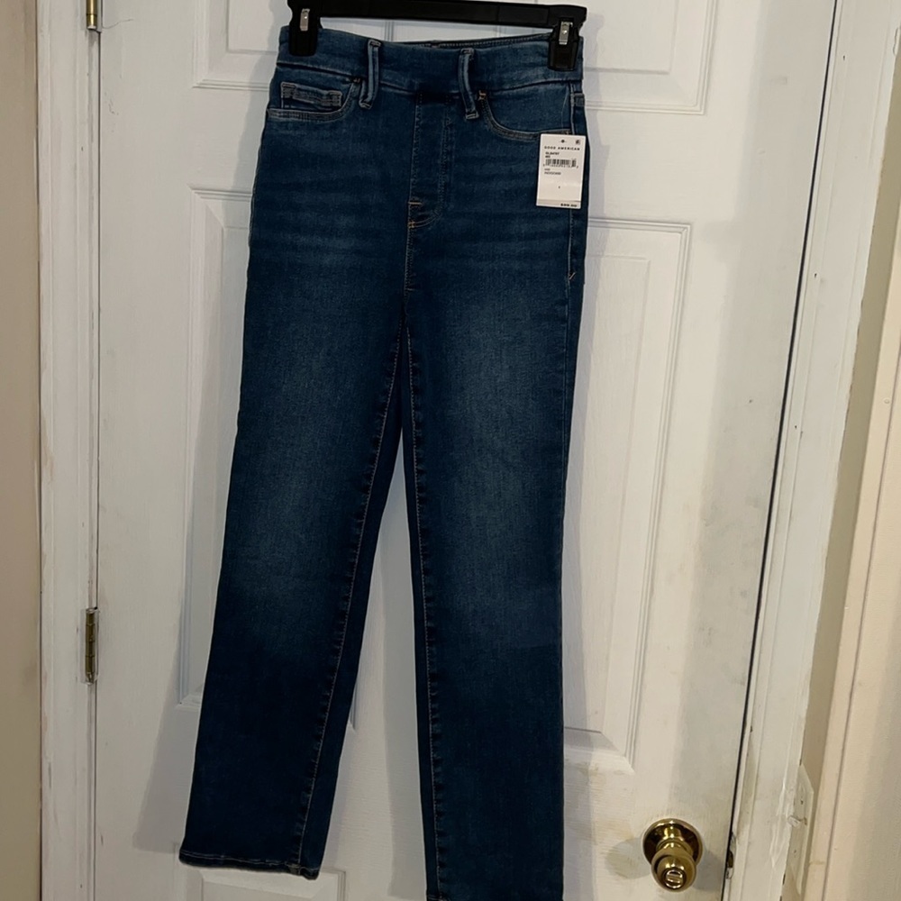 Good American High-Rise Straight Jeans 1 NWT